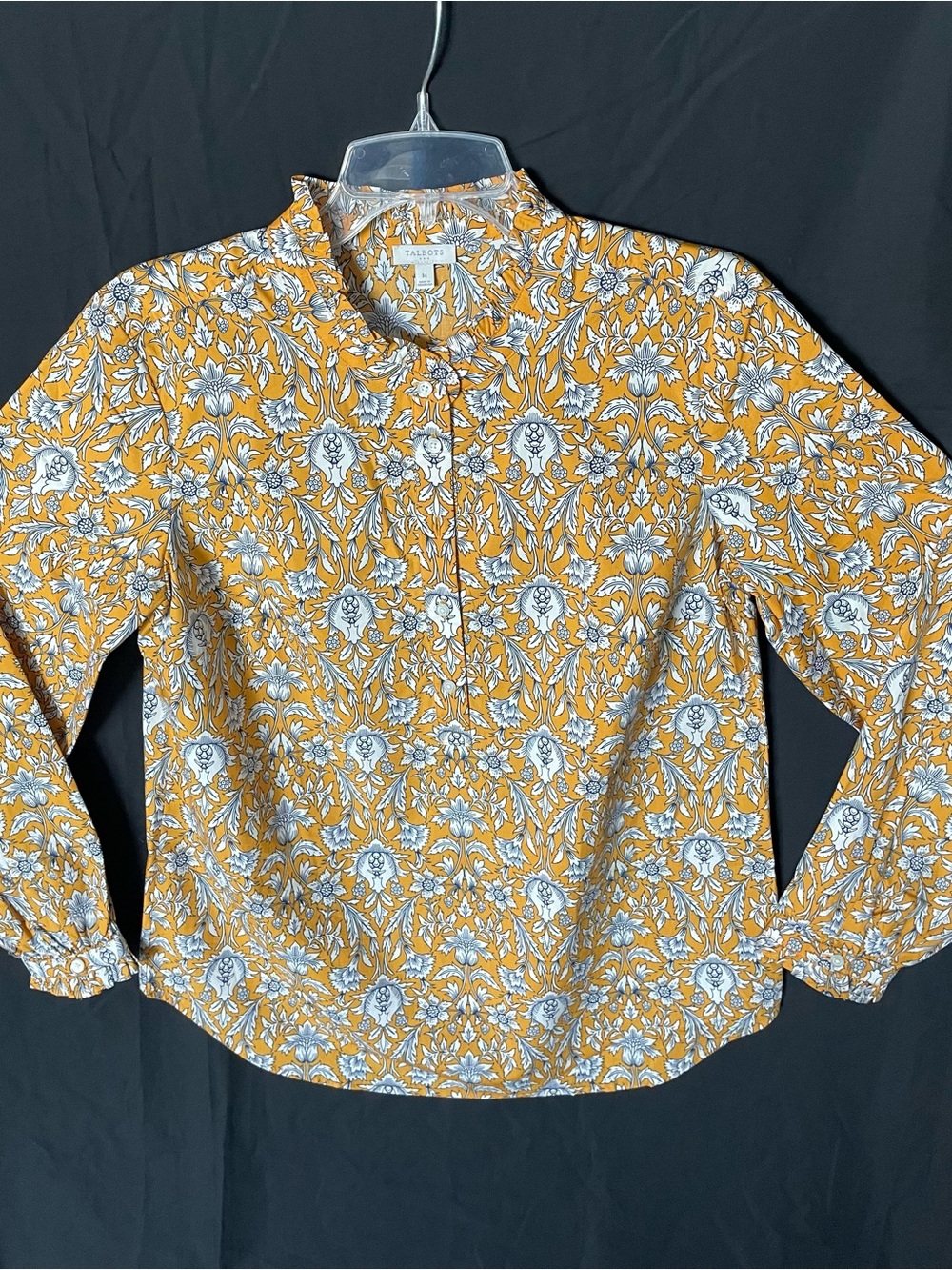 Talbots Mustard Floral Button-Up Blouse